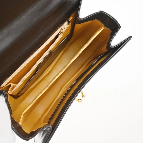 GUCCI Logo Horse Shoe Hand Bag Leather Brown GHW Italy - Picture 14 of 14